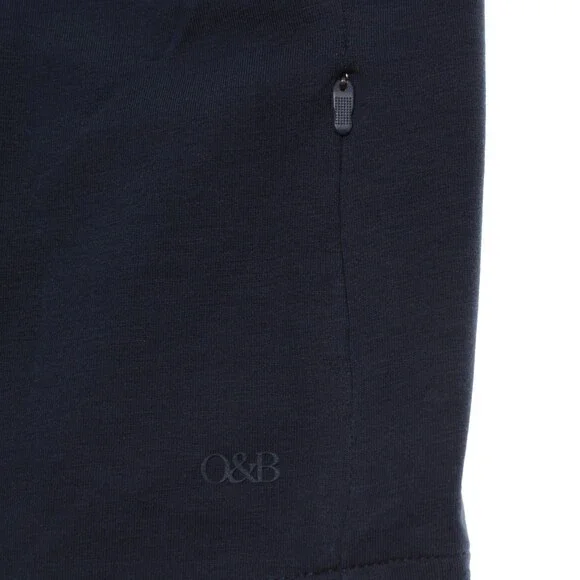 Orchard & Broome NWT Essex Short Sleeve Zip T-Shirt Size L in Blue Cotton Blend